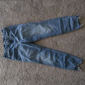 GOOD AMERICAN Good Legs High Waist Jagged Fray Hem Skinny Jean in Blue Size 6-12